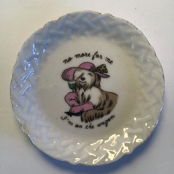 Vintage Porcelain Mini Plates: Funny Cocktail Dogs - Picture 2 of 4